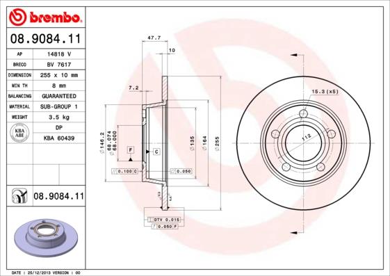 Δισκόπλακες πίσω BREMBO 08.9084.11