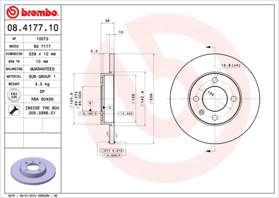 Σετ δισκόπλακες εμπρός BREMBO 08417710