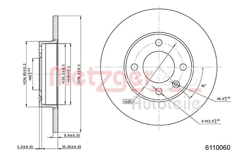 Δισκόπλακες εμπρός METZGER 6110060