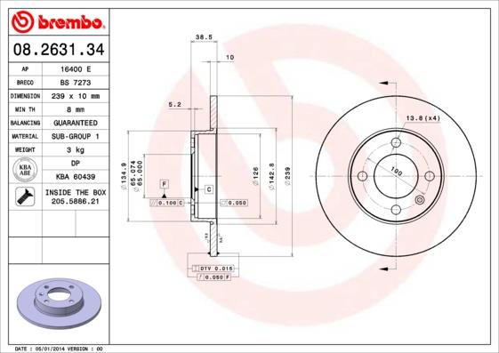 Δισκόπλακες εμπρός BREMBO 08.2631.34