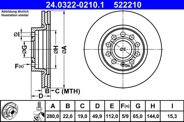 522210 - ΔΙΣΚΟI ΕΜΠ. (POWER-DISC) A3, LEON, OCTAVIA, GOLG V-VI (280X22)