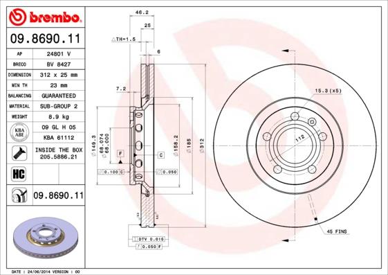 Δισκόπλακες εμπρός BREMBO 09.8690.11