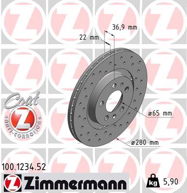 Δισκόπλακες εμπρός ZIMMERMANN 100.1234.52