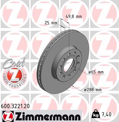 Δισκόπλακες εμπρός ZIMMERMANN 600.3221.20