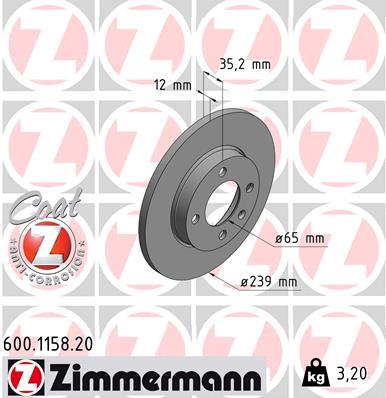 Δισκόπλακες εμπρός ZIMMERMANN 600.1158.20