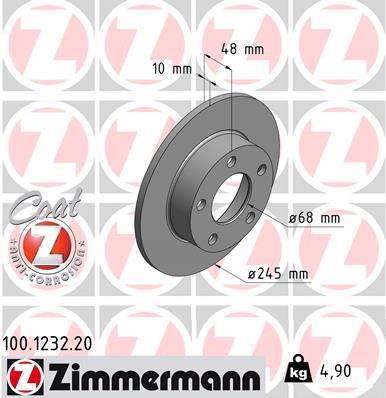 Δισκόπλακες πίσω ZIMMERMANN 100.1232.20