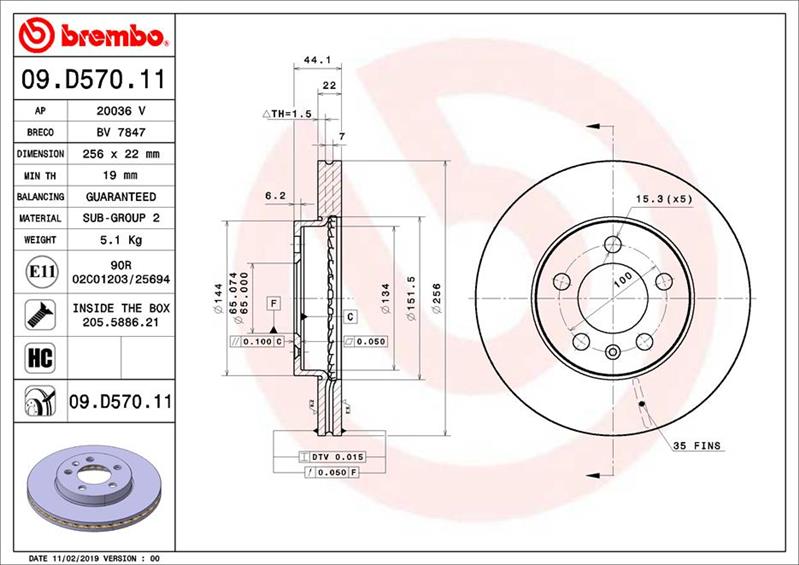 Δισκόπλακα εμπρός
 PRIME LINE - UV Coated
