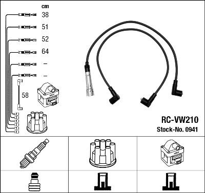 RCVW210(0941)-ΣΕΤ ΜΠΟΥΖΟΚΑΛΩΔΙΑ VAG 80/IBIZA II(6K1)/PASSAT(32B) 78-02