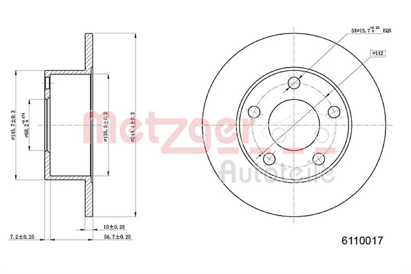 Δισκόπλακες πίσω METZGER 6110017